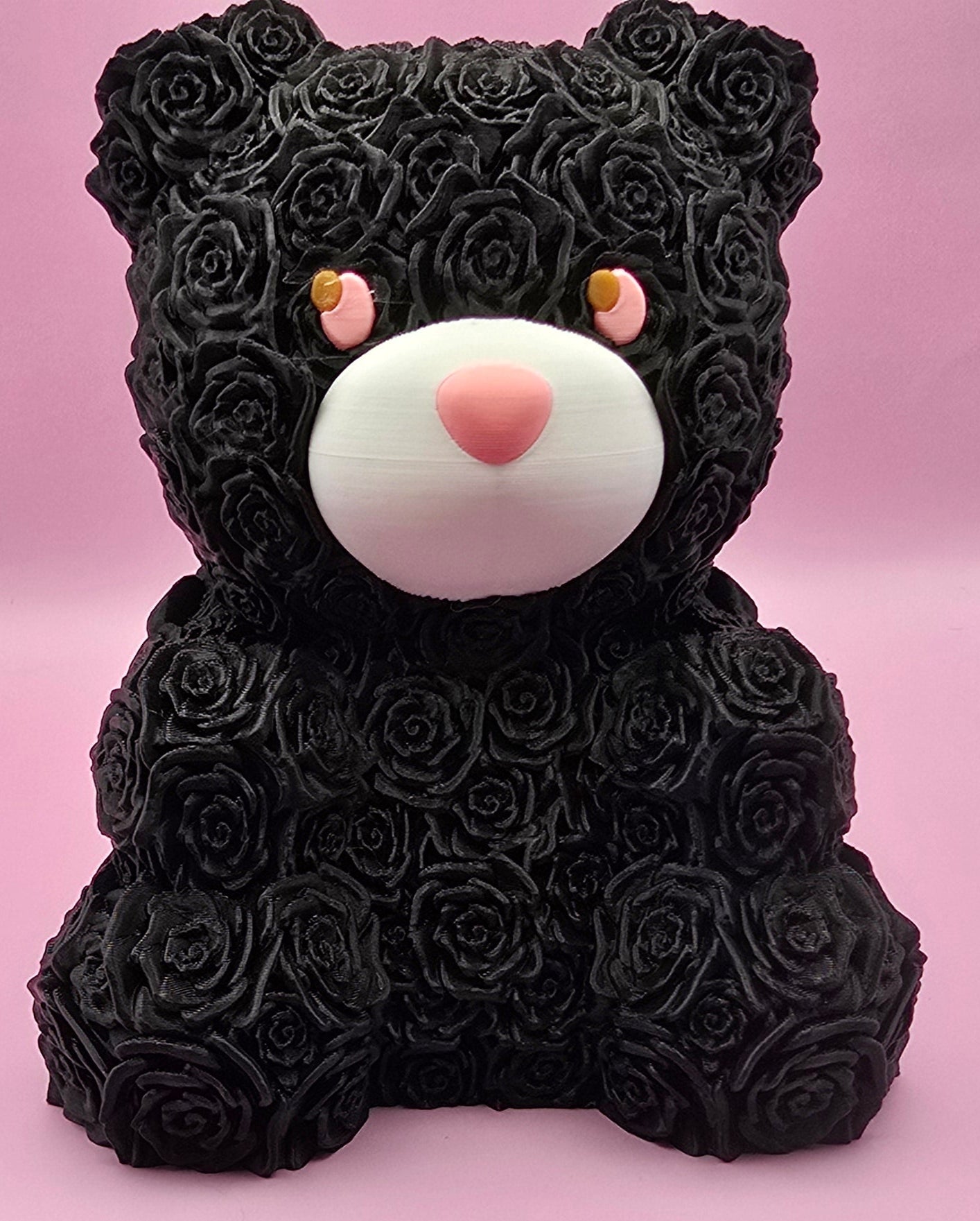 Rose Bear Plastic Figurine with Cute Features and Colorful Design -3D Printed