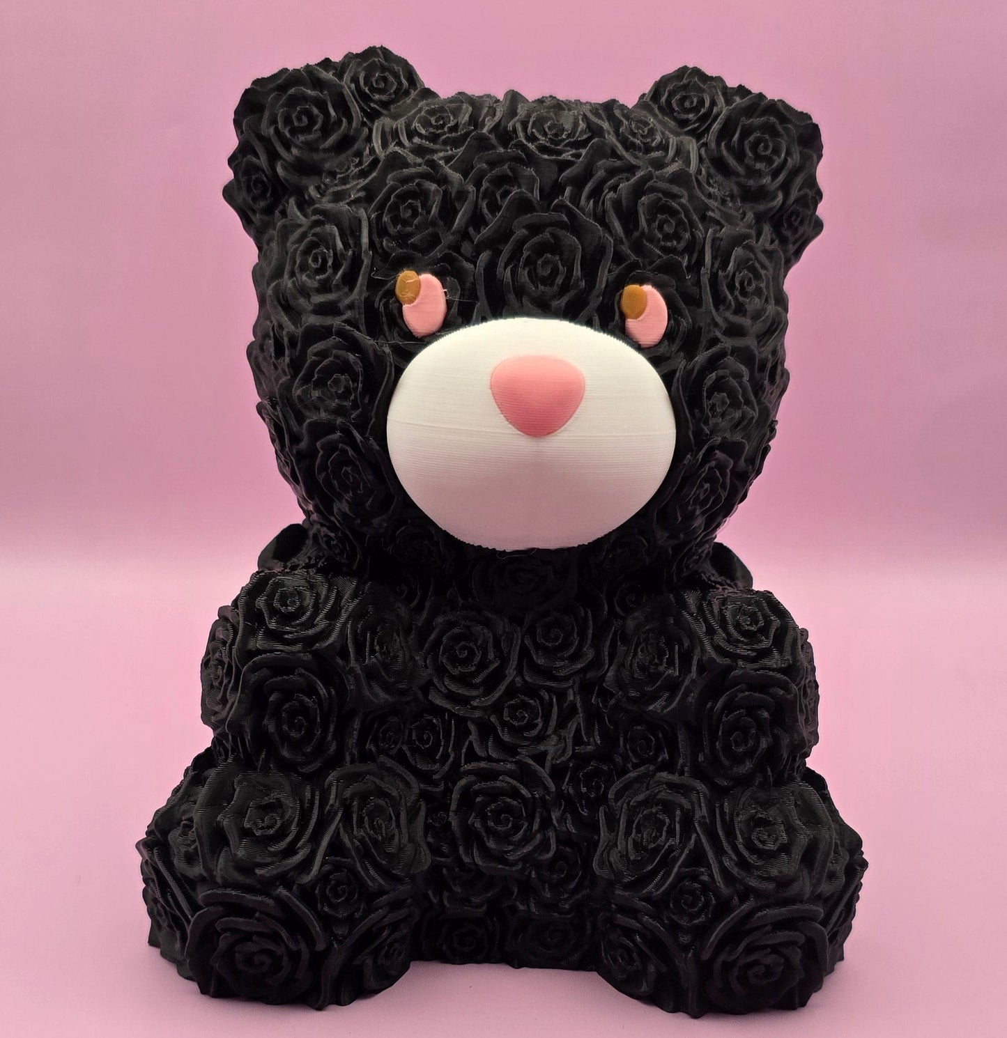 Rose Bear Plastic Figurine with Cute Features and Colorful Design -3D Printed