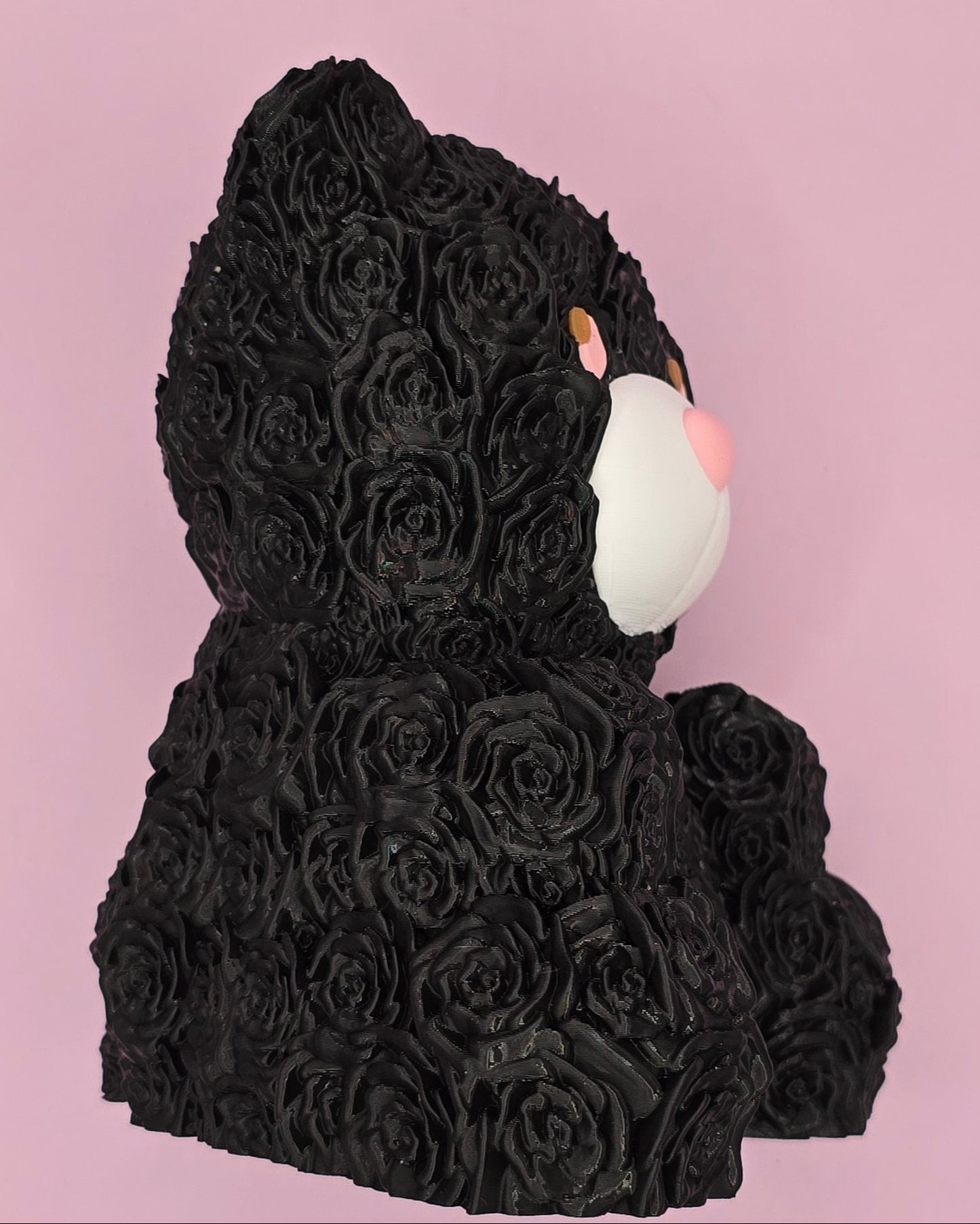 Rose Bear Plastic Figurine with Cute Features and Colorful Design -3D Printed