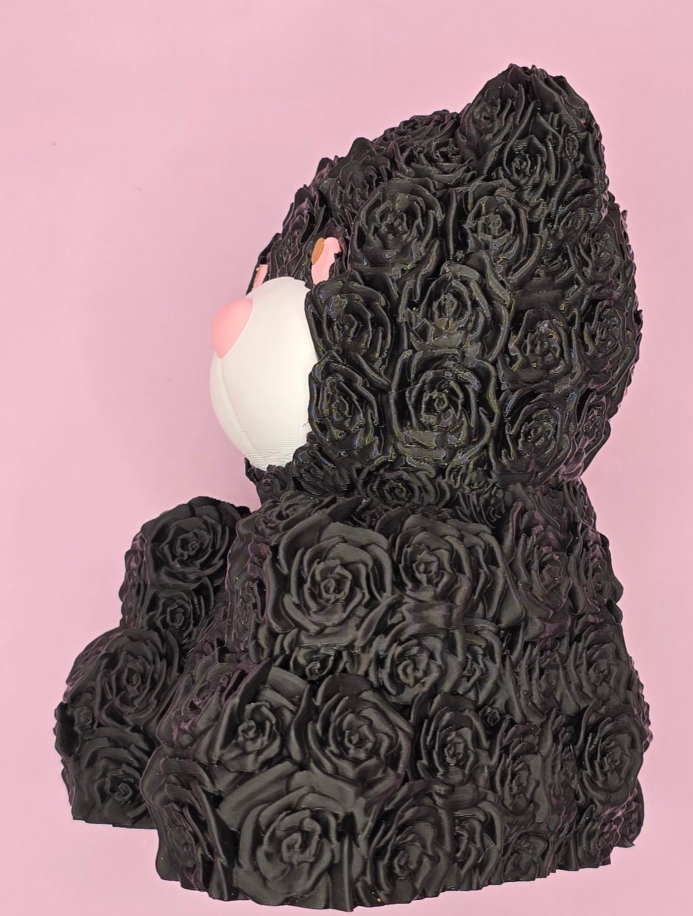 Rose Bear Plastic Figurine with Cute Features and Colorful Design -3D Printed