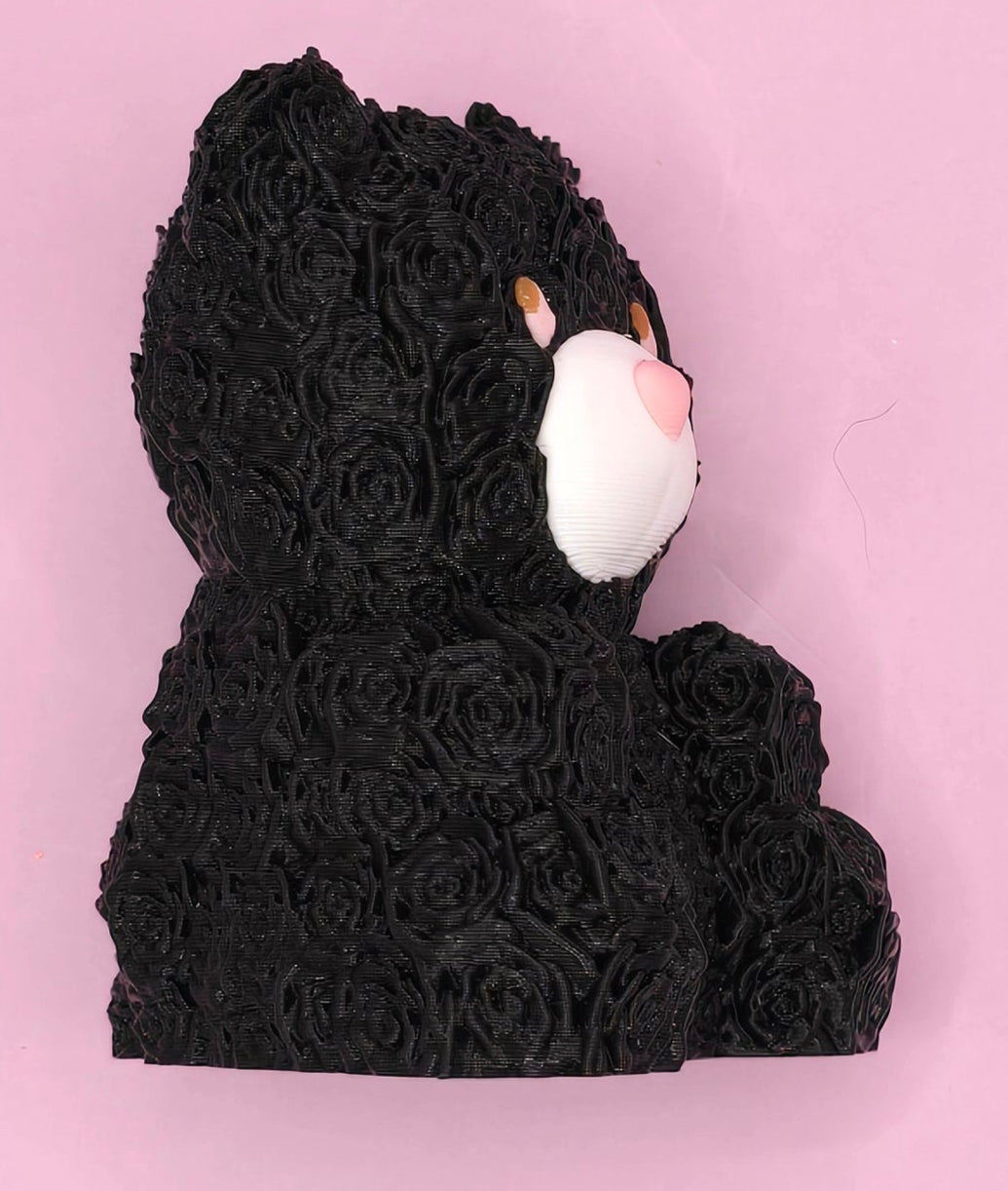Rose Bear 3 Inches Tall Figurine - Collectible with Simple Design and Natural Features Decor Ornaments