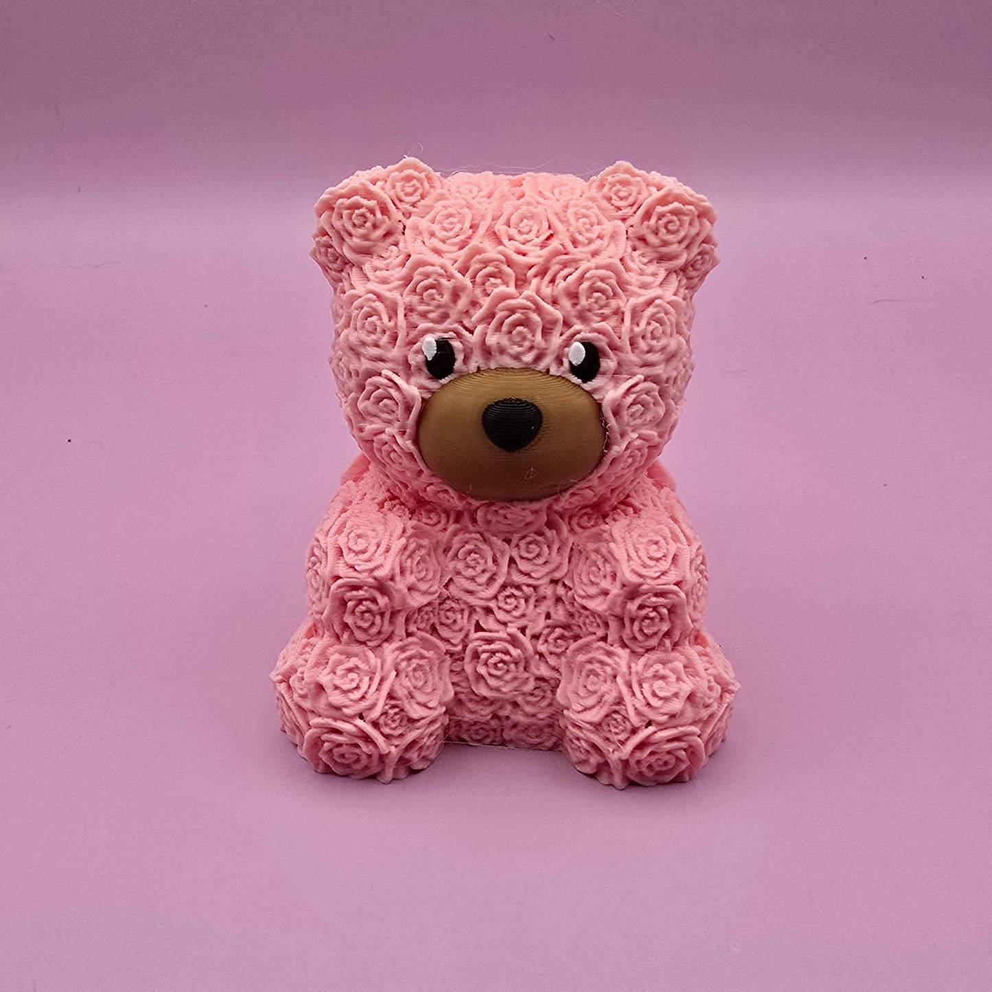 Rose Bear 3 Inches Tall Figurine - Collectible with Simple Design and Natural Features Decor Ornaments