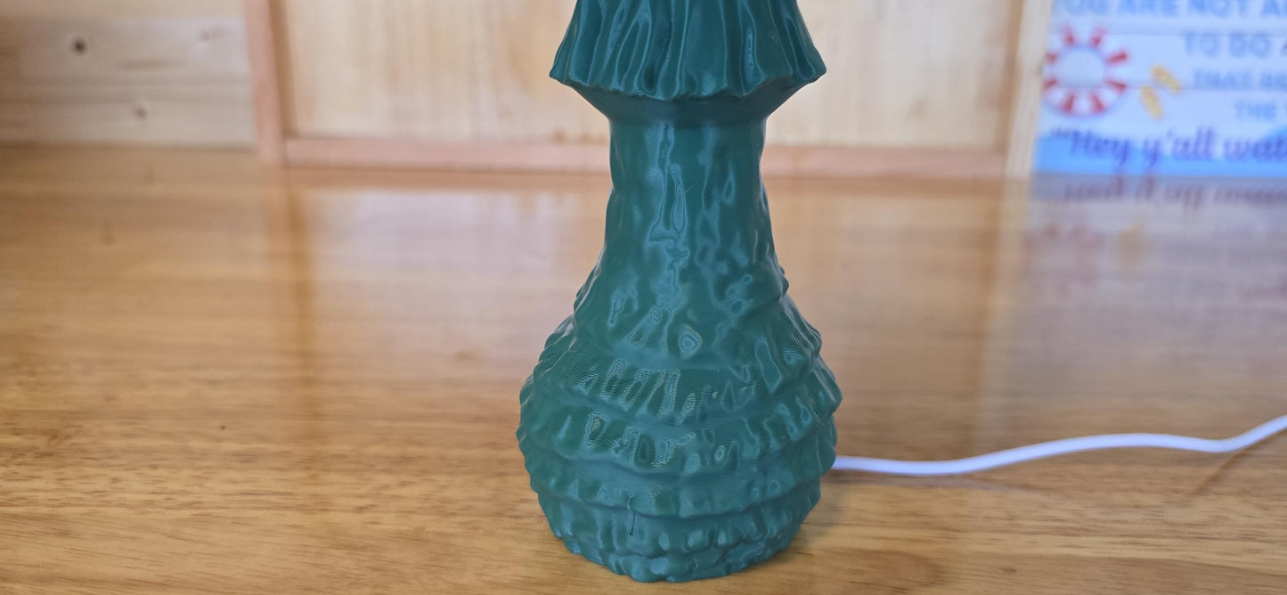 Whimsical Mushroom Lamp – Handmade Fantasy Decor – Purple & Green Toadstool Light