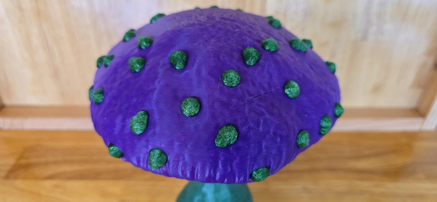 Whimsical Mushroom Lamp – Handmade Fantasy Decor – Purple & Green Toadstool Light