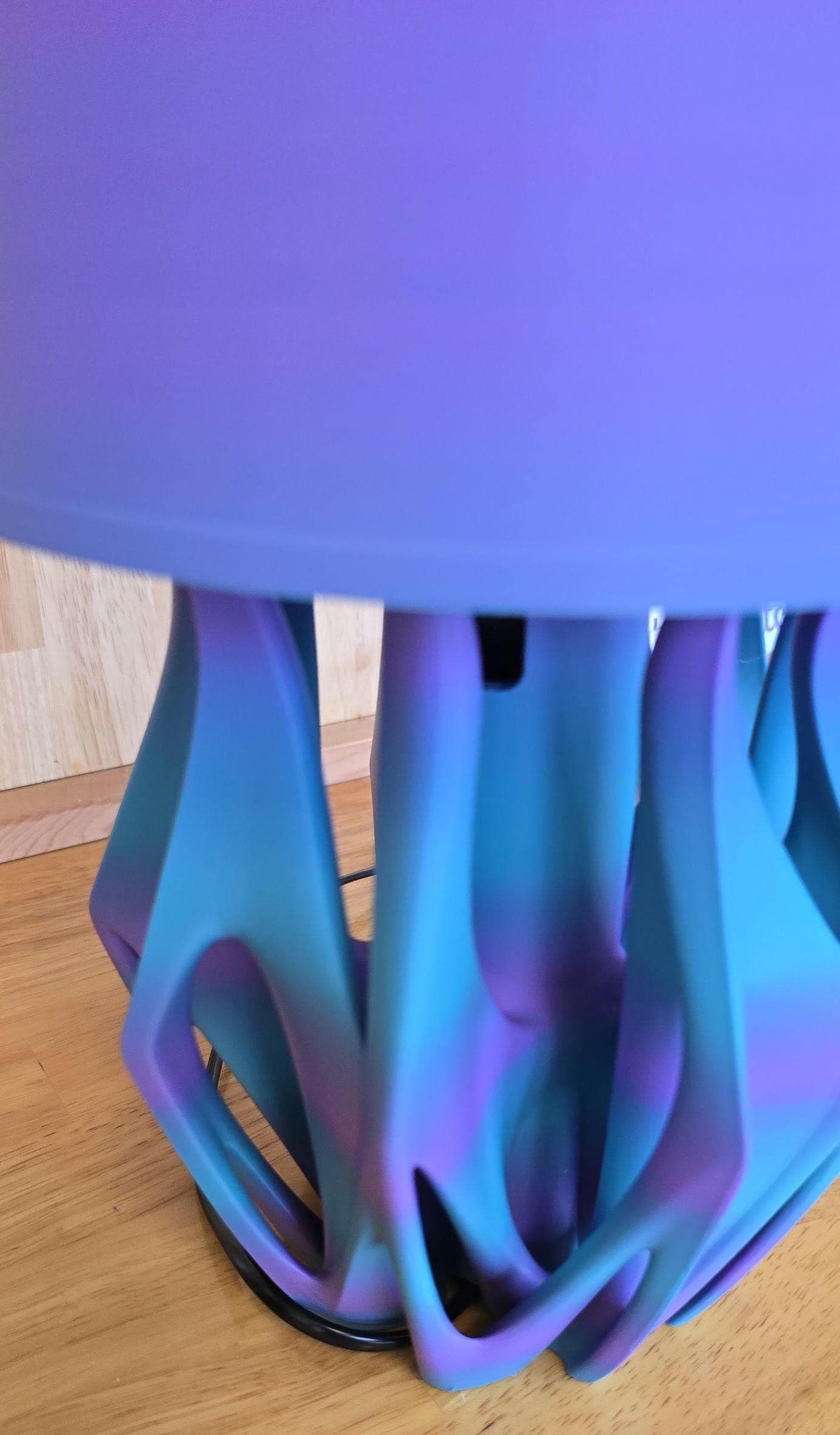3D Printed LED Table Lamp – Purple & Teal Swirl Base with Gradient Shade – Modern Nightstand or Desk Light – Unique Gift for Home or Office