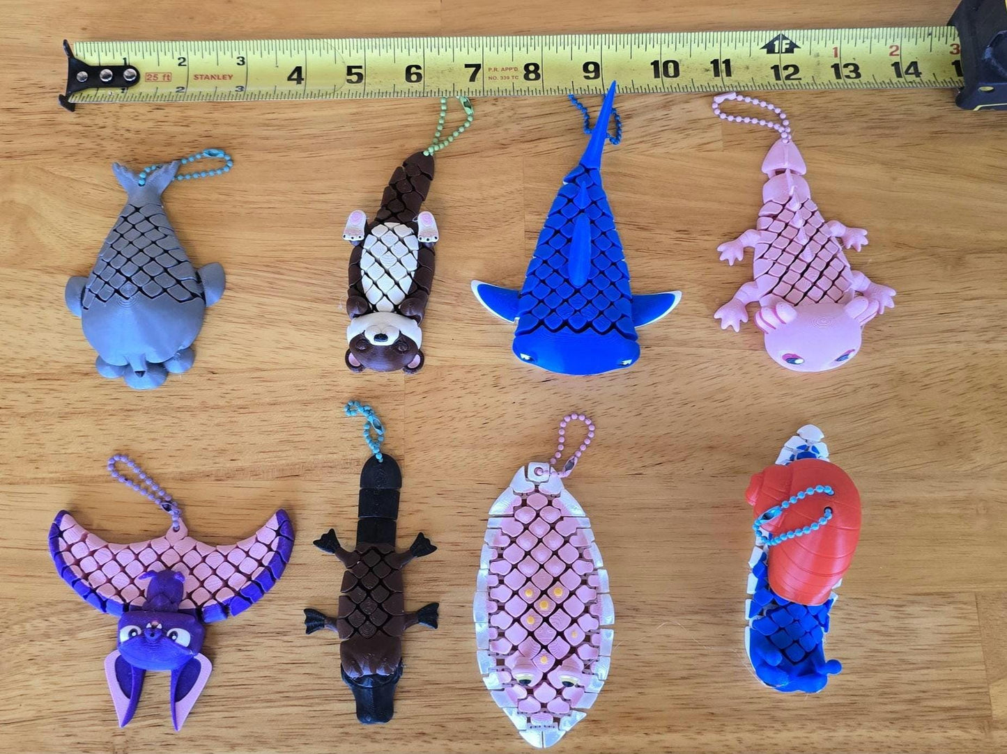 3D Printed Articulated Animal Keychain Toys | Fidget Toy Charms | Otter, Shark, Axolotl, Platypus | Backpack Clip Gifts for Kids