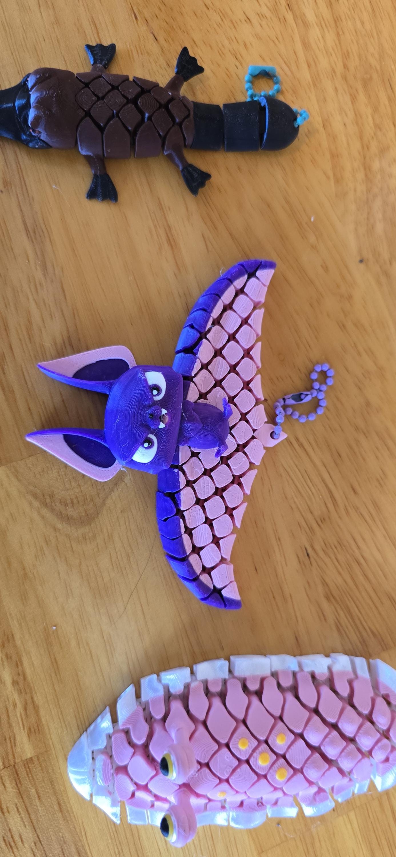 3D Printed Articulated Animal Keychain Toys | Fidget Toy Charms | Otter, Shark, Axolotl, Platypus | Backpack Clip Gifts for Kids