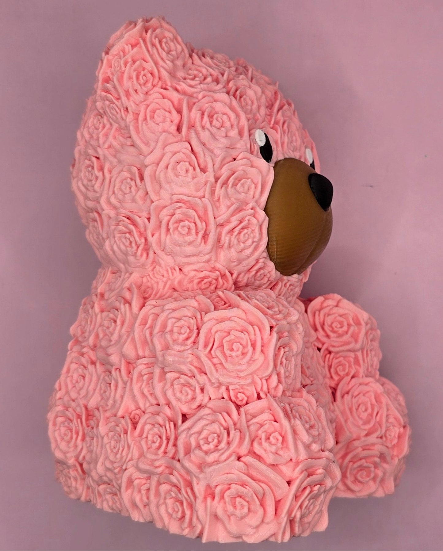 Rose Bear Plastic Figurine with Cute Features and Colorful Design -3D Printed