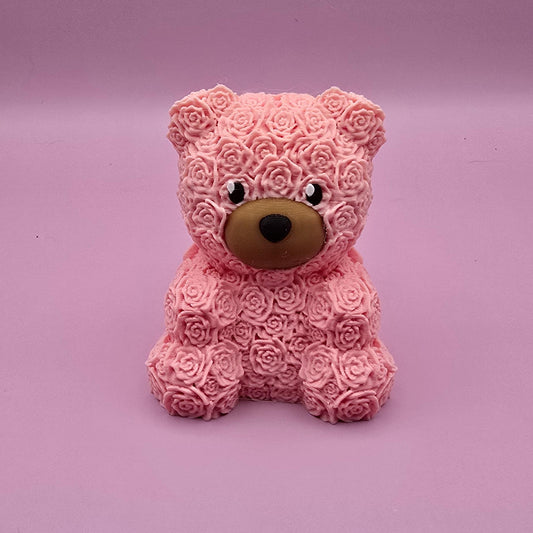 Rose Bear 3 Inches Tall Figurine - Collectible with Simple Design and Natural Features Decor Ornaments