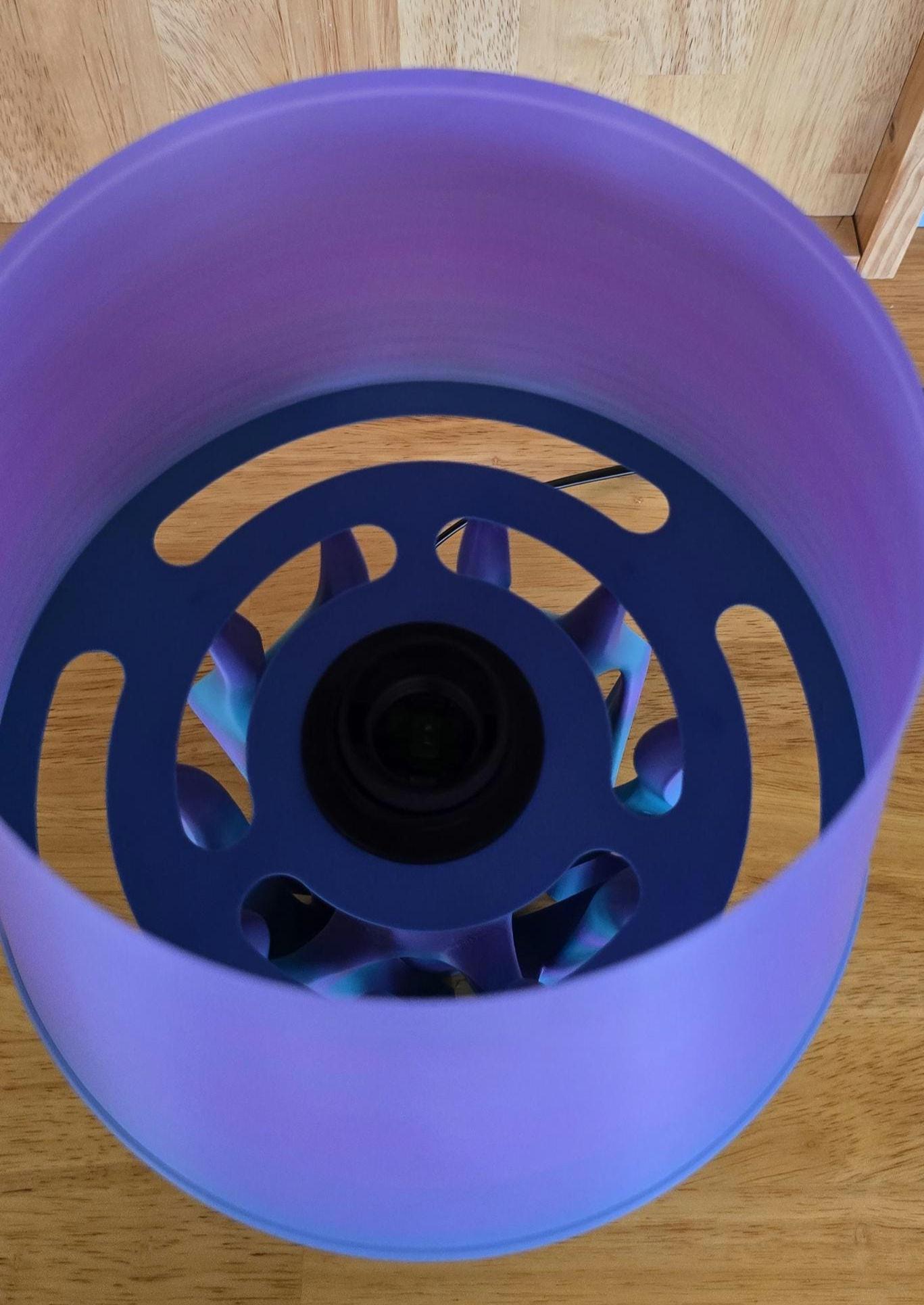 3D Printed LED Table Lamp – Purple & Teal Swirl Base with Gradient Shade – Modern Nightstand or Desk Light – Unique Gift for Home or Office